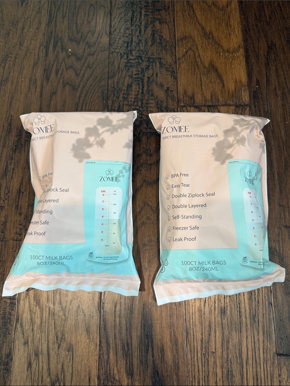 NEW 2 (100 count) Zomee unopened milk storage bags
